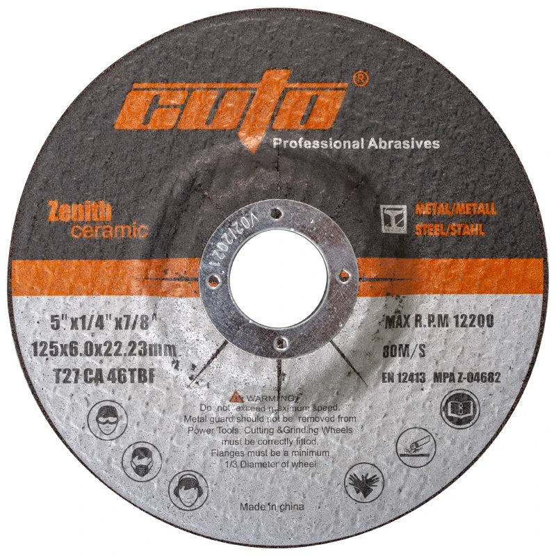 5"-9" Ceramic Abrasive Disc  2-in-1 Cutting & Grinding Wheel for Metal & INOX Stainless Steel