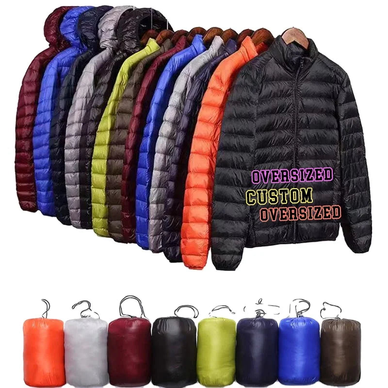 Custom logo Men Winter Warm Waterproof Padded Coats Windproof Fleece Quilted Bubble Puffer Down Jacket