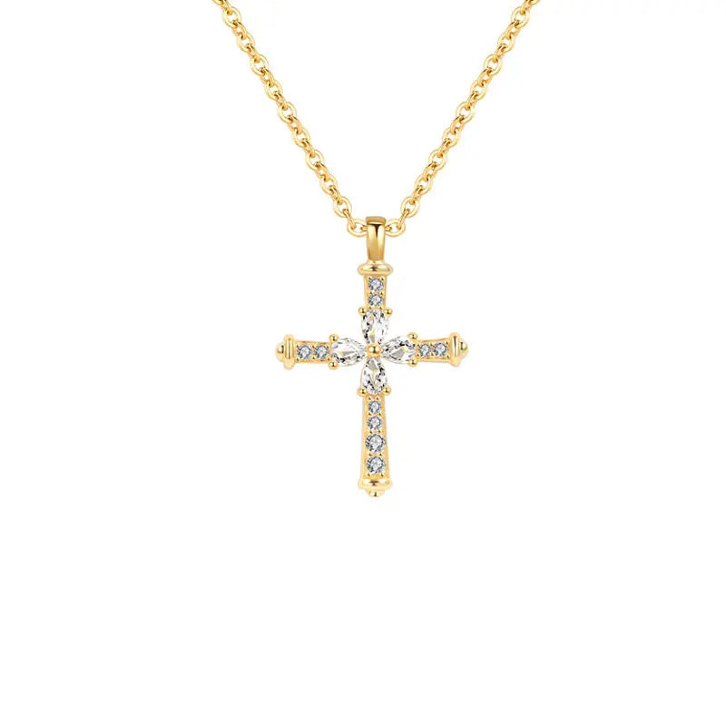 Daidan Bling Necklace Women Necklace Silver 925 Women Zircon Pendant 18K Gold Plated Cross Pendant Necklace