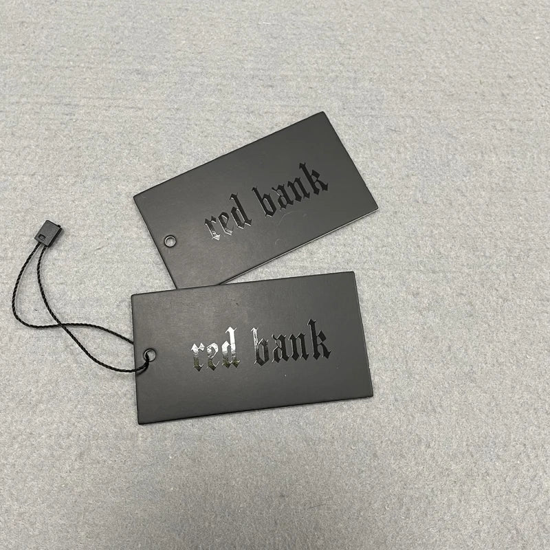 Eco-friendly Bags Shirt Hang Tags Black UV Printing Luxury Rectangular Clothing Paper Hang Tags Printed