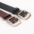 JULUN Belt Manufacturer Square Buckle Thin Faux Leather Belt for Women Minimalist Women's Casual Belts Daily Casual Wear