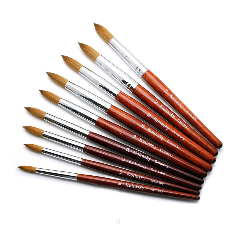 Wholesale 95% Kolinsky Acrylic Nail Brush with Wood Hand Nail Kolinsky Brush Size 8/10/12/14/16/18/20/22/24 Brush