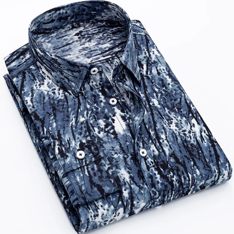 New Spring Men Long Sleeve Loose Solid Color  Casual Shirts Cotton Shirt