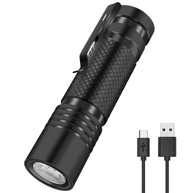 Boruit V8 High Power 1800 Lumens Mini Flashlight  Portable IPX4 Waterproof Flashlight USB Rechargeable Lantern for Camping Torch