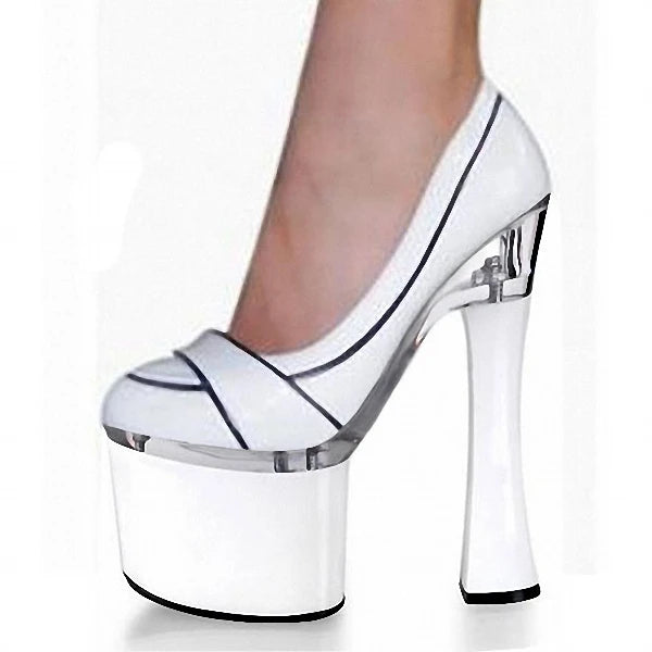 Coarse Heel 18cm Round Toe thick heel Night super banquet Queen's Models T-stage model show fashion high heels women's shallow