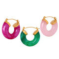 Fenny 18K Gold Plated Waterproof Retro Luxury Fashion Personality Resin Huggie Earring Wholesale Stainless Steel Ladies Jewelry