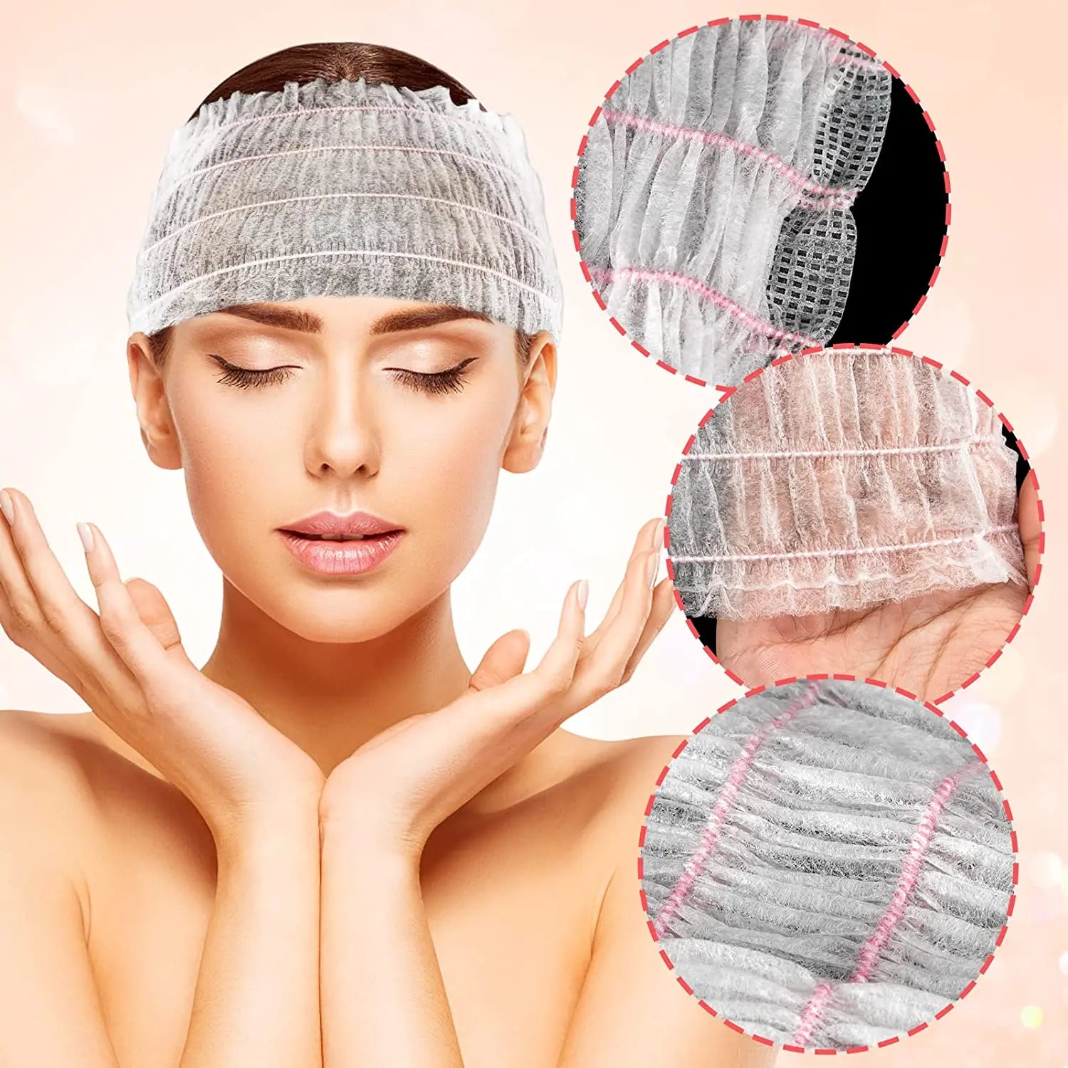 Disposable Spa Facial Headbands Non-Woven Adjustable Facial Headbands Soft Skin Care Hot Supplier