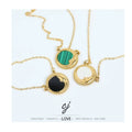 Carline Luxury Vintage Engagement Stainless Steel Zircon Link Chain Geometric Gold Plated Pendant Necklace Unisex
