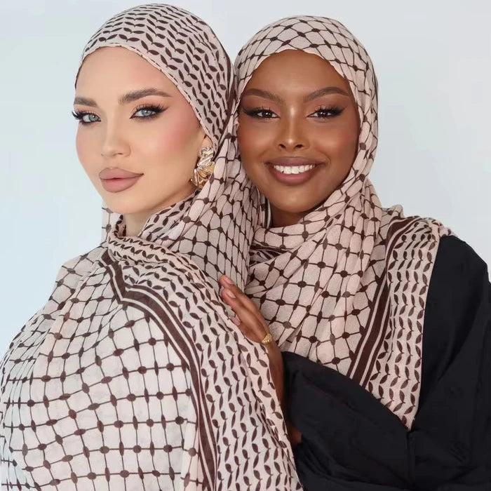 Factory Sale Printed Palestinian Keffiyeh Scarf Chiffon Palestine Hijab for Muslim Women Autumn Head Scarf Kufiya Shawl