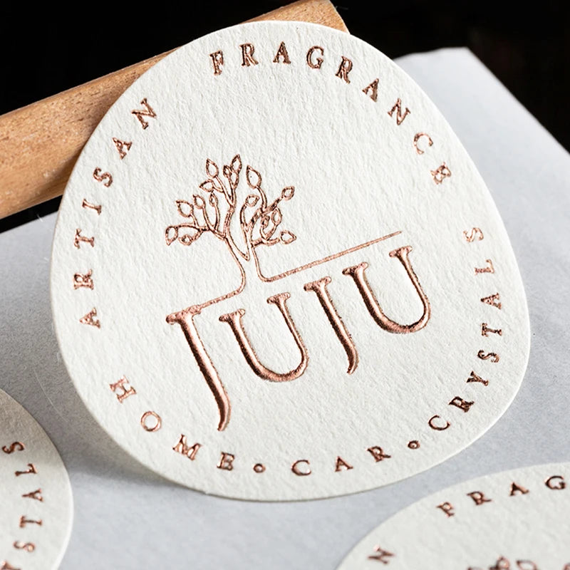 Embossed Label Gifts Personalized Custom Candle Business Minimalist Embossed Stickers Sealing Stickers Rose Gold