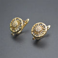 Hot Selling Anti Fading Real 18K Gold Plated Metal Brass CZ Pave Hollow Sunflower Earring Hooks for Jewelry Making