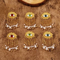 Vintage Big Acrylic Resin Eye Hoop Earrings for Women Gold Color Exaggerated New Statement Pearl Tassel Earrings for Girl