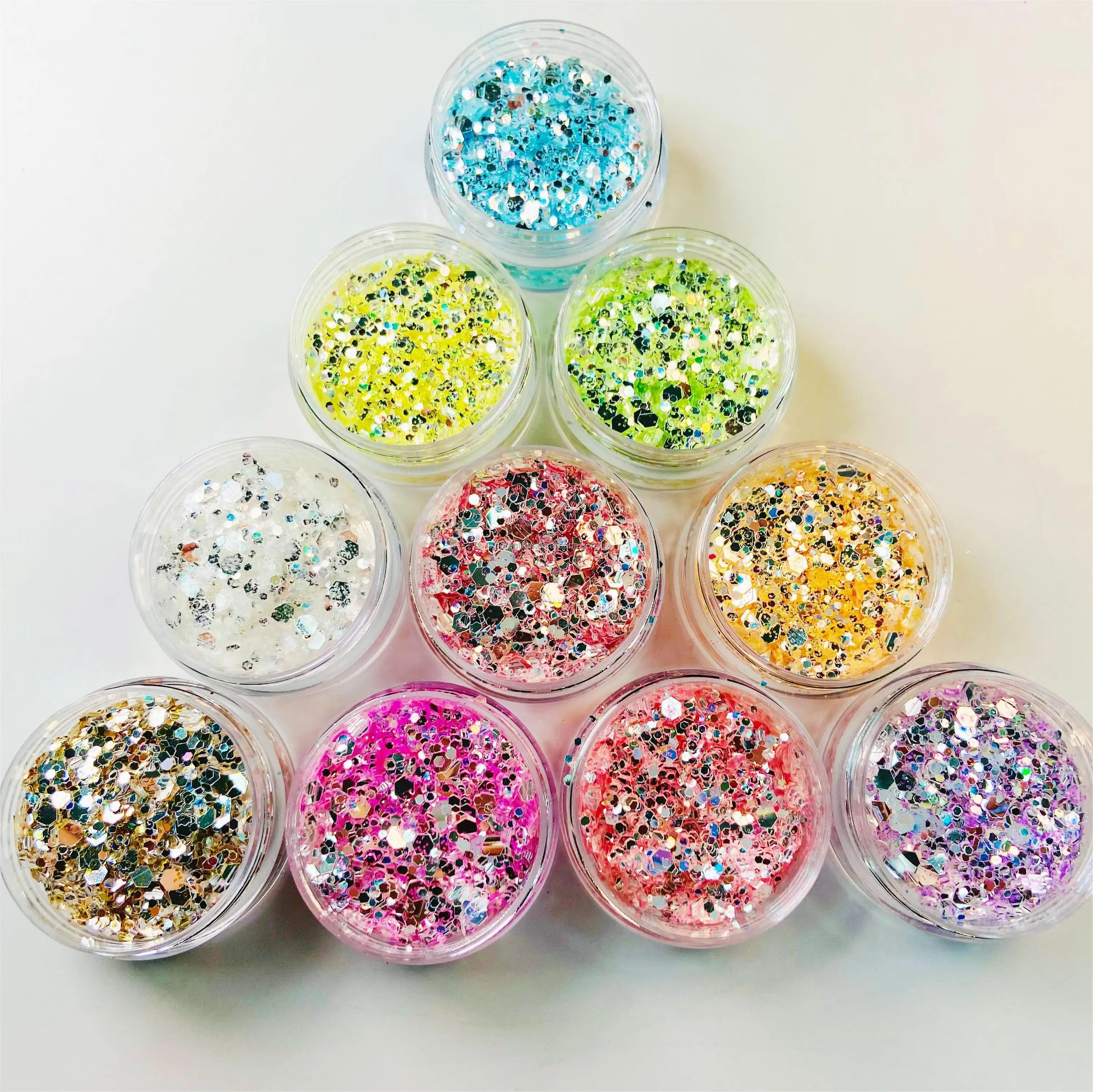 Wholesale Bulk Eco-Friendly Cosmetic 1kg Mixed Chunky Glitter for Face Body Nail Multi Color 1mm-6mm PET Craft Decoration