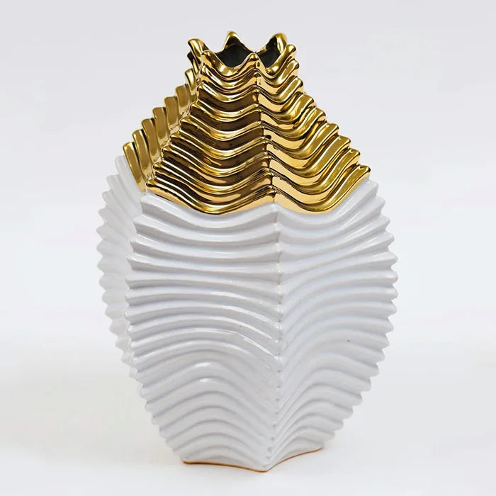 White and Gold  Vase Exquisite Ginger Jar Vase  for Home Decoration
