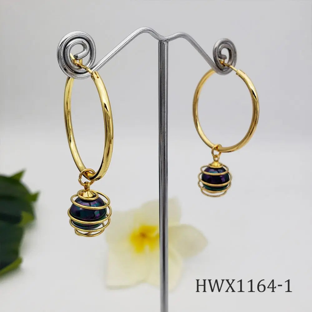 Hawaii Gold Twisted Hoop Earrings Wholesale Pearl Earrings Women