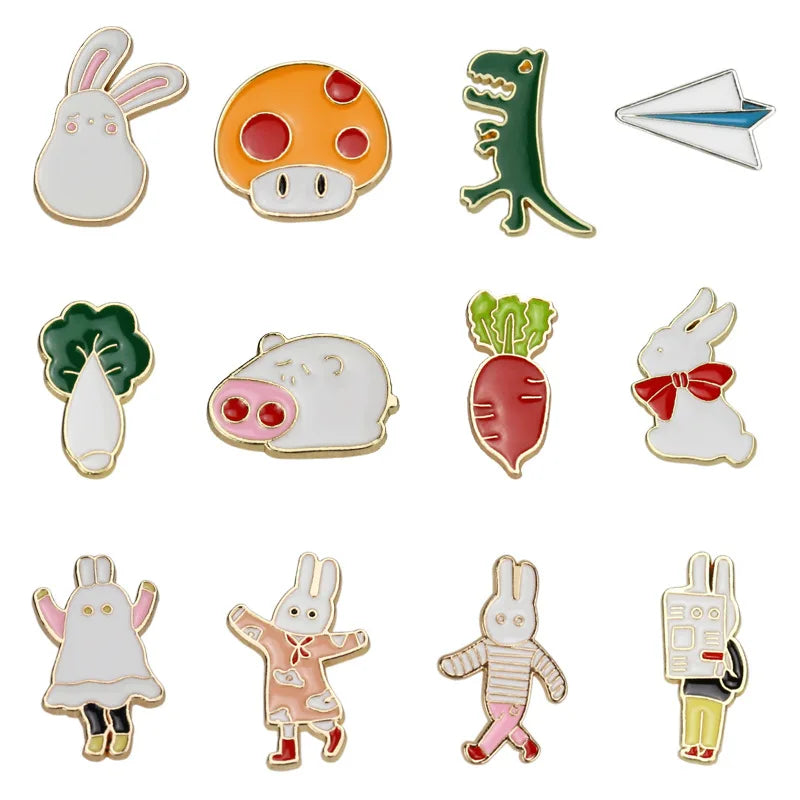 Novelty Enamel Pin Set Aesthetic Pins Mushroom Enamel Pin Cute Cartoon Mushroom Gift Alloy Brooch