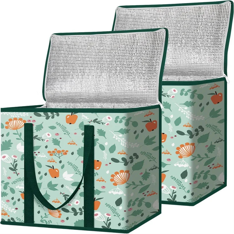Hot Sale Logo Promotion Insulated Reusable Grocery Bag Delivery Supermarket Lunch Thermal Non-Woven Cooler Bag