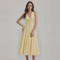 Plus Size Ruched Waist Layered Hem Halter Dress Flattering for Vacation Daily Casual Outfits