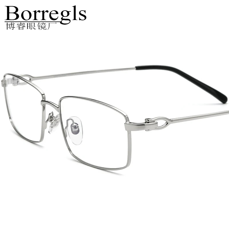 Borregls Alloy Glasses Frame Men 2025 New Brand Design Square Eyeglasses Metal Full-Rim Spectacle Optical Eyewear 150252