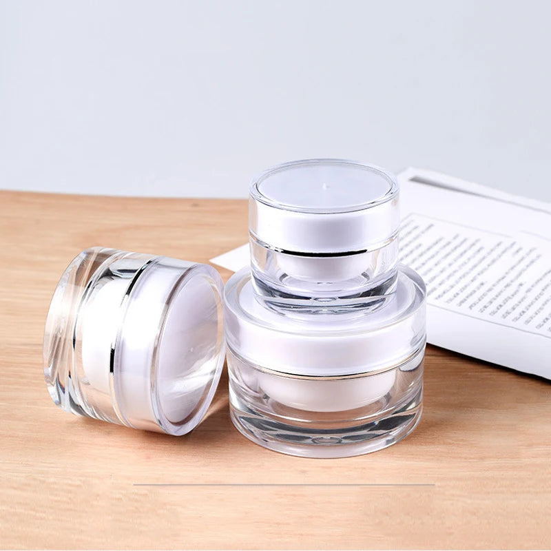 Luxury Custom Cosmetic Packaging 15g 30g 50g Nail Gel Jar Round Acrylic Double Wall Cleansing Balm Jar With Lid