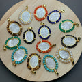 Sea Shell Religions Virgin Mary Guadalupe Pendants for Jewelry Making Women Necklace Black Spinel Lapis Lazuli Stone Beads Medal MegaBDM