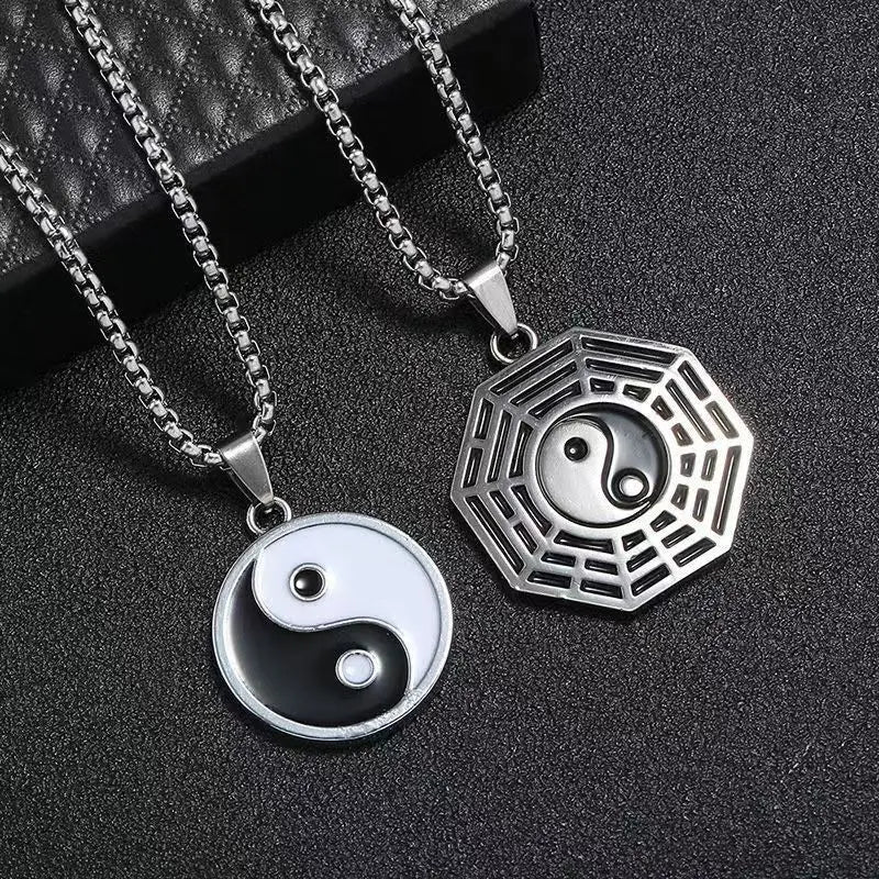 Hot Selling Chinese Style Gossip Taiji Pendant Necklace Men's Fashion Hip-hop Titanium Steel Long Sweater Chain Jewelry