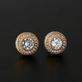Classic Unisex Couple Earrings Small Round Gold-plated Copper Full Zircon Hip-hop Style Trendy Studs Jewelry