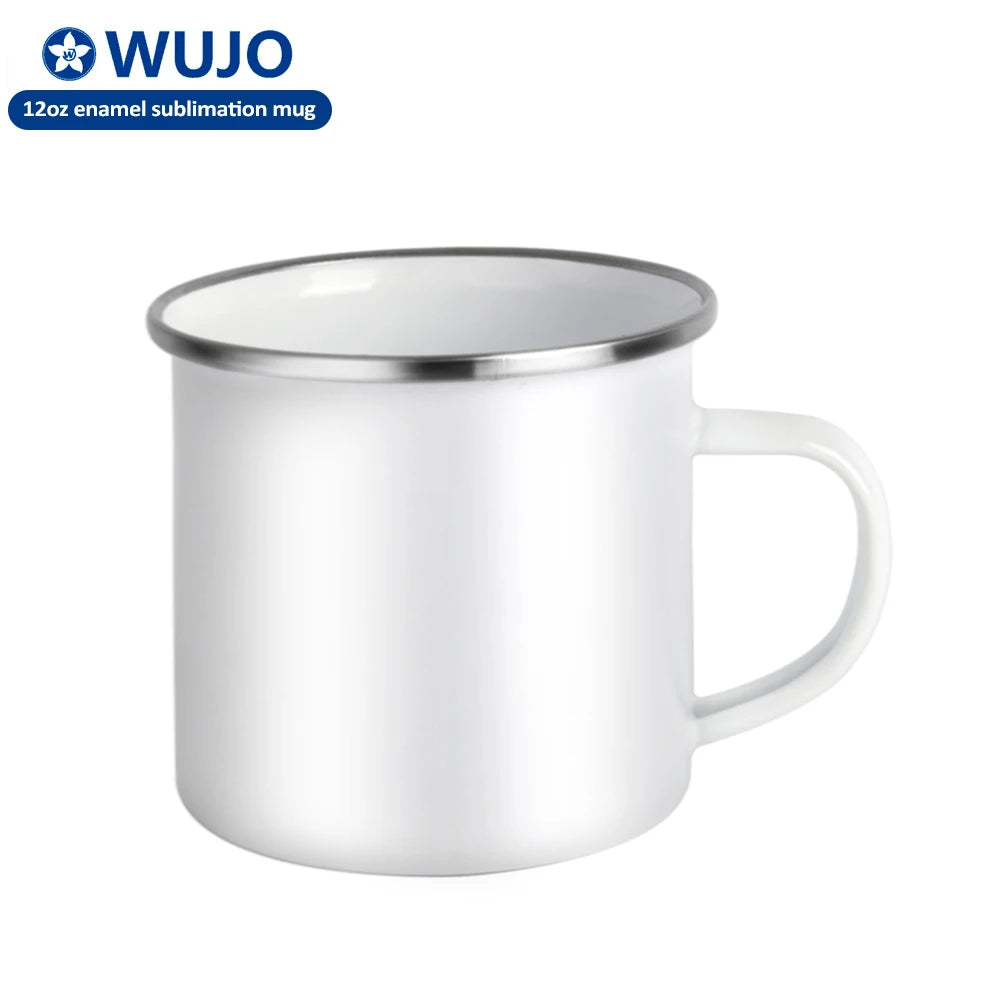 S/S Rim Blank Camping Enamel Sublimation Mug 12oz Sublimation Enamel Mug for Promotion