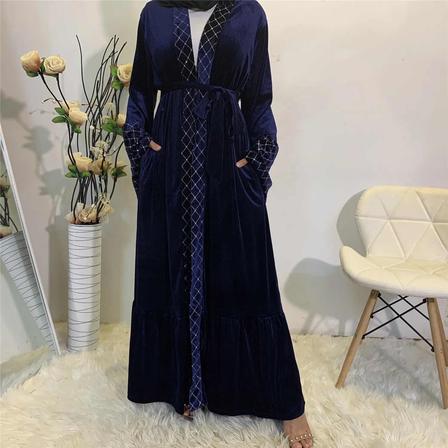 Dubai Saudi Wholesale Kimono Style Abaya Women Muslim Dress for Winter Collection Islam Clothing Modest Abaya for Women