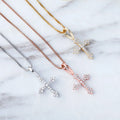 TOP ICY Bling Iced Out Cubic Zirconia Diamond Cross Necklace Gold Plated 925 Silver Cross Pendant Necklace