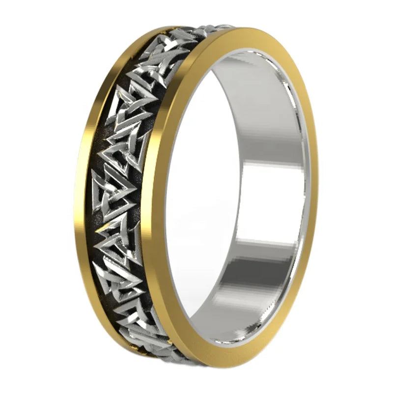 925 Silver Nordic Viking Ring Trendy Valknut Ring Silver Welding Copper Rune Tail Ring Fashion Jewelry