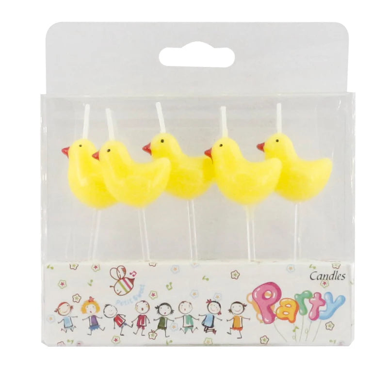 Cute Yellow Chicken Shaped Birthday Candles for Kids