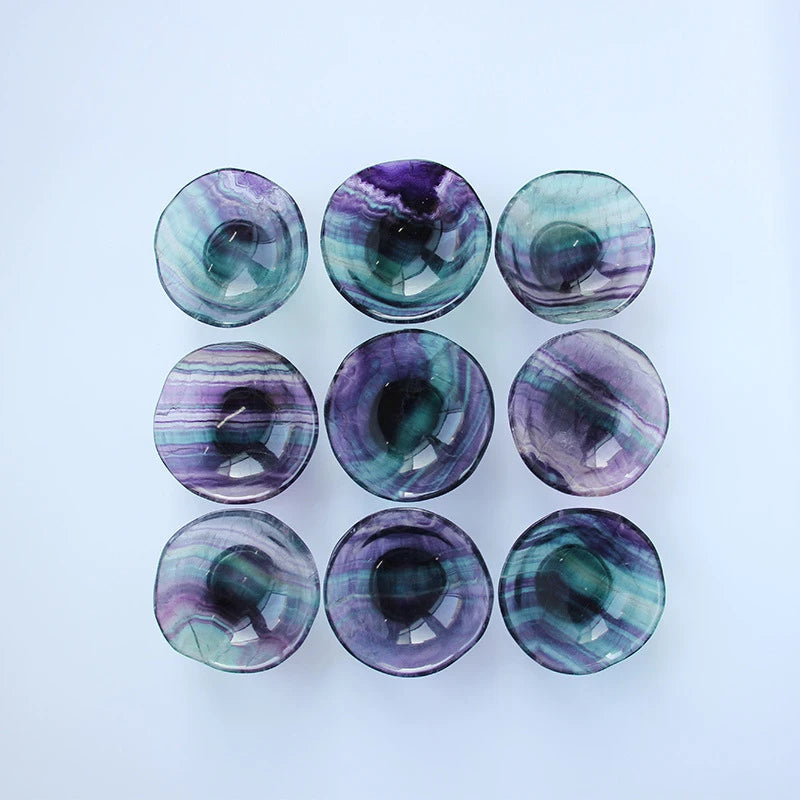 2025 Custom Polished Crystal Craft White Fluorite Crystal Bowls for Home Decor Folk Crafts