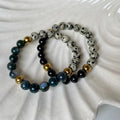8mm Dalmatian Jasper Moss Agate Black Tourmaline Beaded Bracelet Healing Bracelet