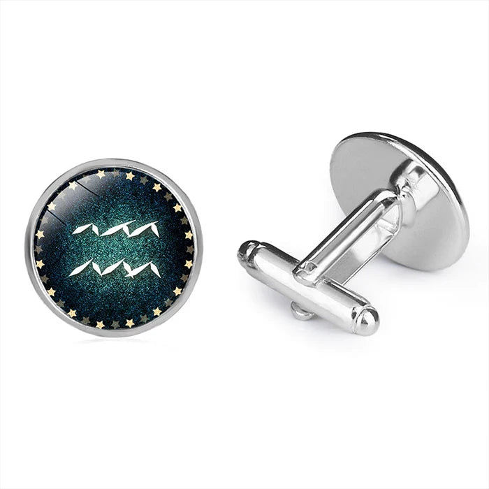 Wholesale French Brass Zodiac Silver-Plated Custom Printing Environmentally Friendly Men's Shirt Cufflinks High Quality