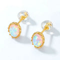 OEM ODM Fashion Simple Women 925 Silver Stud Earrings Wholesale 14k Gold Plated Oval Synthetic Opal Earrings