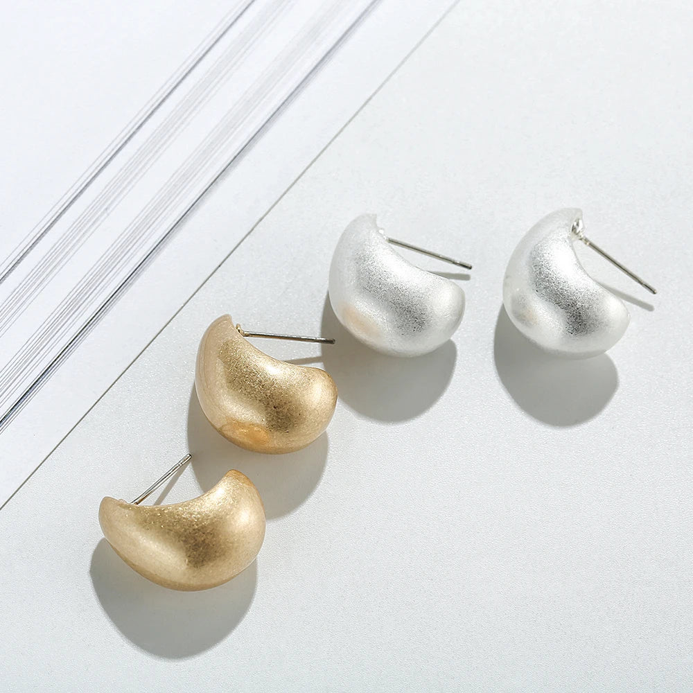 TongLing European Wholesale Statement Designer Jewelry Simple Gold Silver Customize Earrings Water Drop Stud Earring