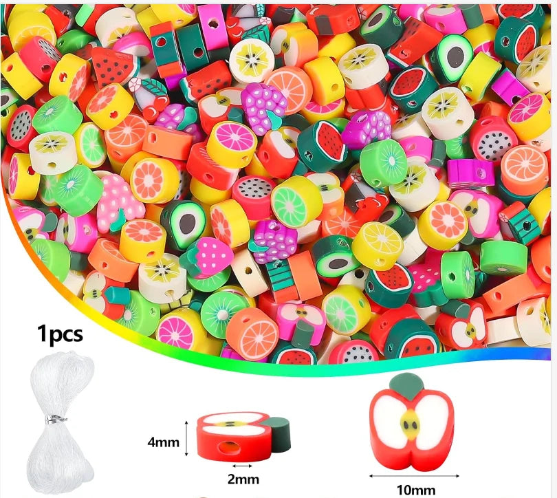 100PCS/pack Fruit Polymer Soft Clay Slices DIY Mobile Phone Chains Necklaces Earrings Accessories Loose Beads Wholesale