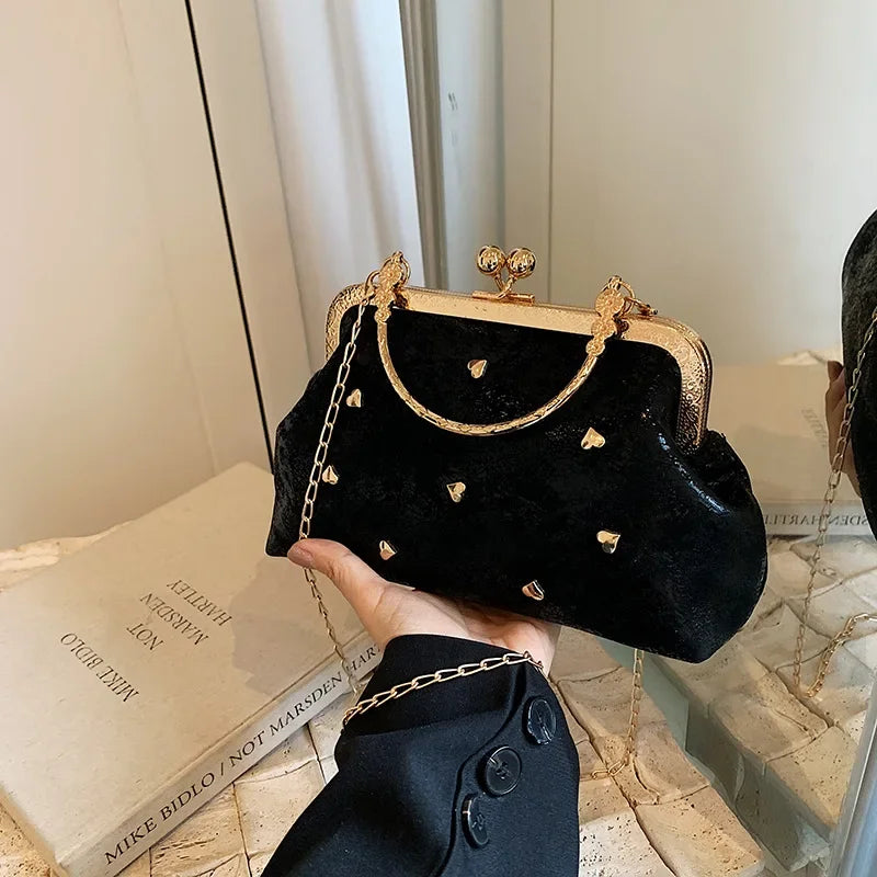 Fashion Small Tote Women's Evening Bags Elegant Love Ladies Chain Shoulder Crossbody Bag Dinner Clutch Female Handbag Purse
