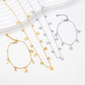 Fashion Simple Stainless Steel Tarnish Free Jewelry 18K Gold Plated Star Tree Flower Diamond Charm Bracelet Choker Necklace Sets