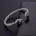 Mens Wolf Head Bracelet Adjustable Stainless Steel Braided Cable Bangle Cuff Bracelet Viking Jewelry Gift Accessories