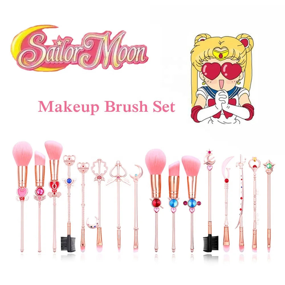 Cute Moon Crystal Rhinestone Makeup Brush Set Cosmetic Foundation Eyeshadow Brushes Portable Beauty Tools Party Favor Gifts