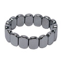 Natural Geometric Terahertz Stone Crystal Bangle Bracelet Oval Gemstone Rectangle Bead Stretch Bracelets