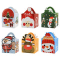 6 Designs Mixed Christmas Party Favour Small Gift Packaging Paper Boxes Xmas Candy Cookie Treat Paper Box With Handle