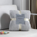 Customized Reversible Sherpa Fleece Throw Blanket Solid Striped Pattern Light Couch Cozy bed blanket