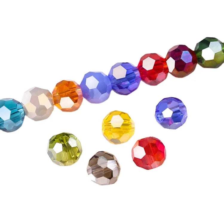 Small Bridge 3 4 6 8mm Round Faceted Colorful Glass Crystal Beads Loose Spacer for Jewelry Making Needlework Bracelet Trendy