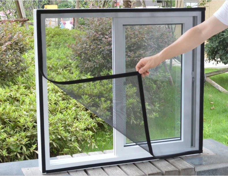 Modern Design Self-Adhesive Window Screen Black Fiberglass Mosquito Insect Net with Adhesive Hook for Interior Window Protection