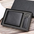 2022 Yamo Men's PU Open Closure Short Fashion Vertical Wallet Keychain Set