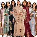 AB162 Middle East Mesh Sequins Embroidered Flower Abaya Women Muslim Dress Dubai Maxi Dress Ladies Muslim Islamic Dress