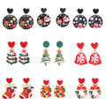 Christmas Gift Snowflake Snowman Santa Claus Reindeer Korean Style Acrylic Statement Dangling Earring Hook Girl's Drop Earrings